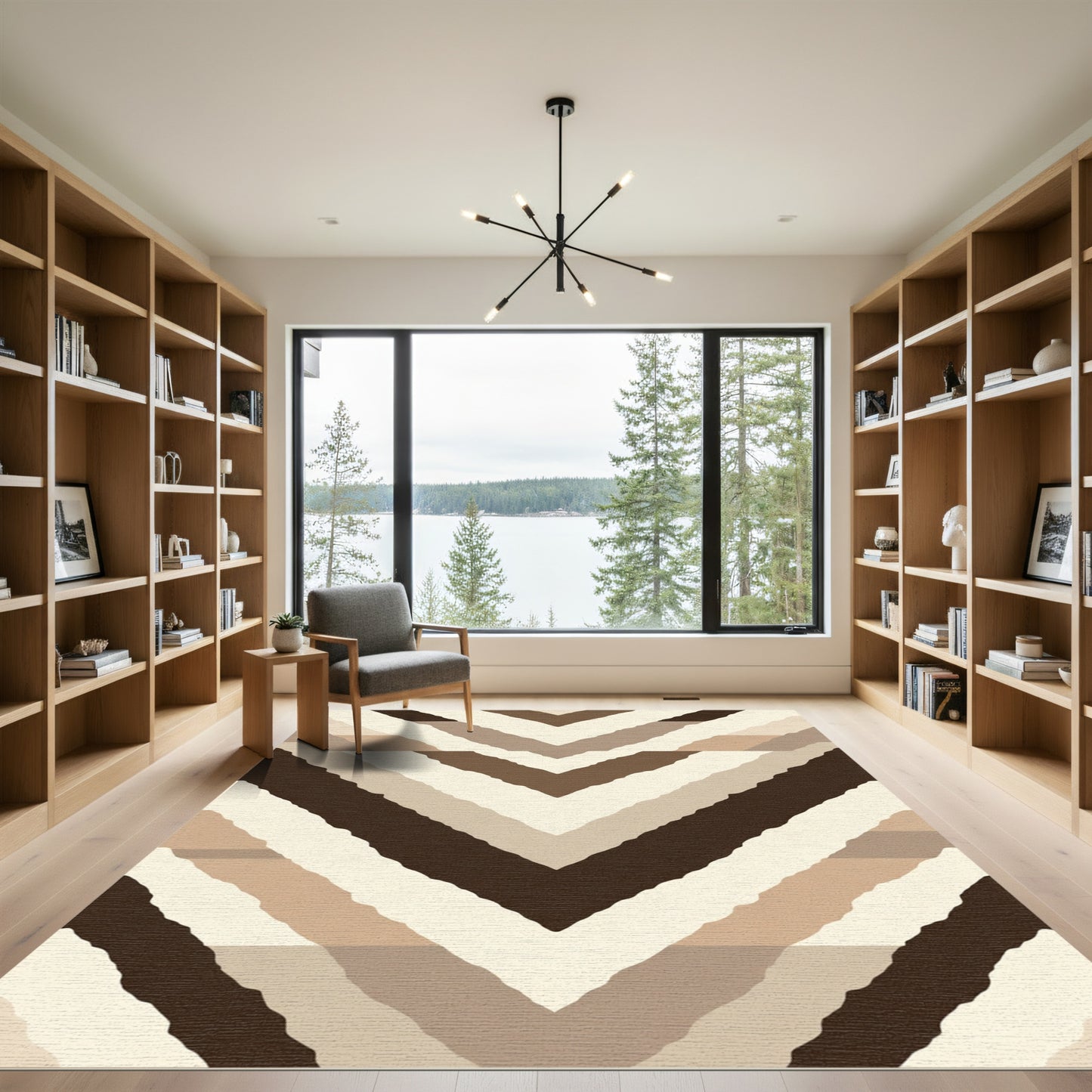 Earthy Clay Chevron Stripe Rug