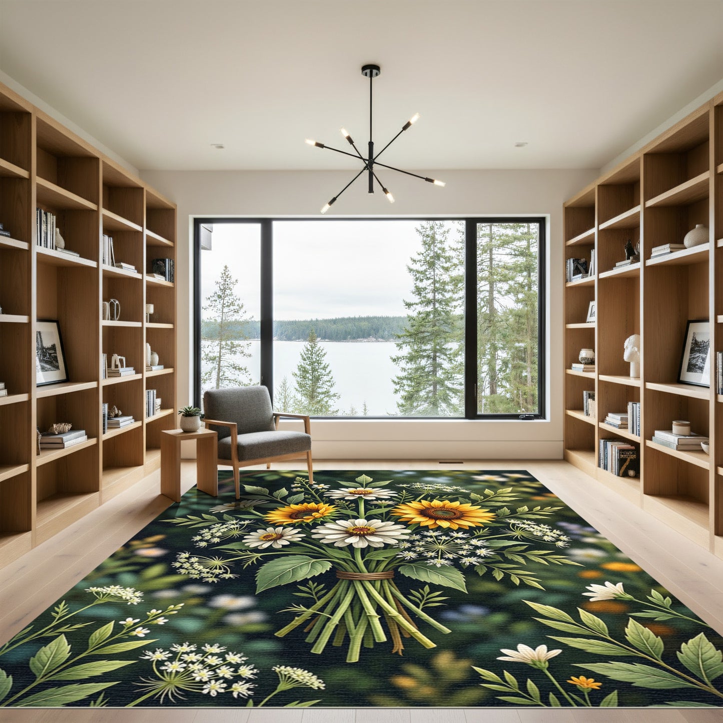 Sunlit Sunflower and Daisy Meadow Bouquet Rug