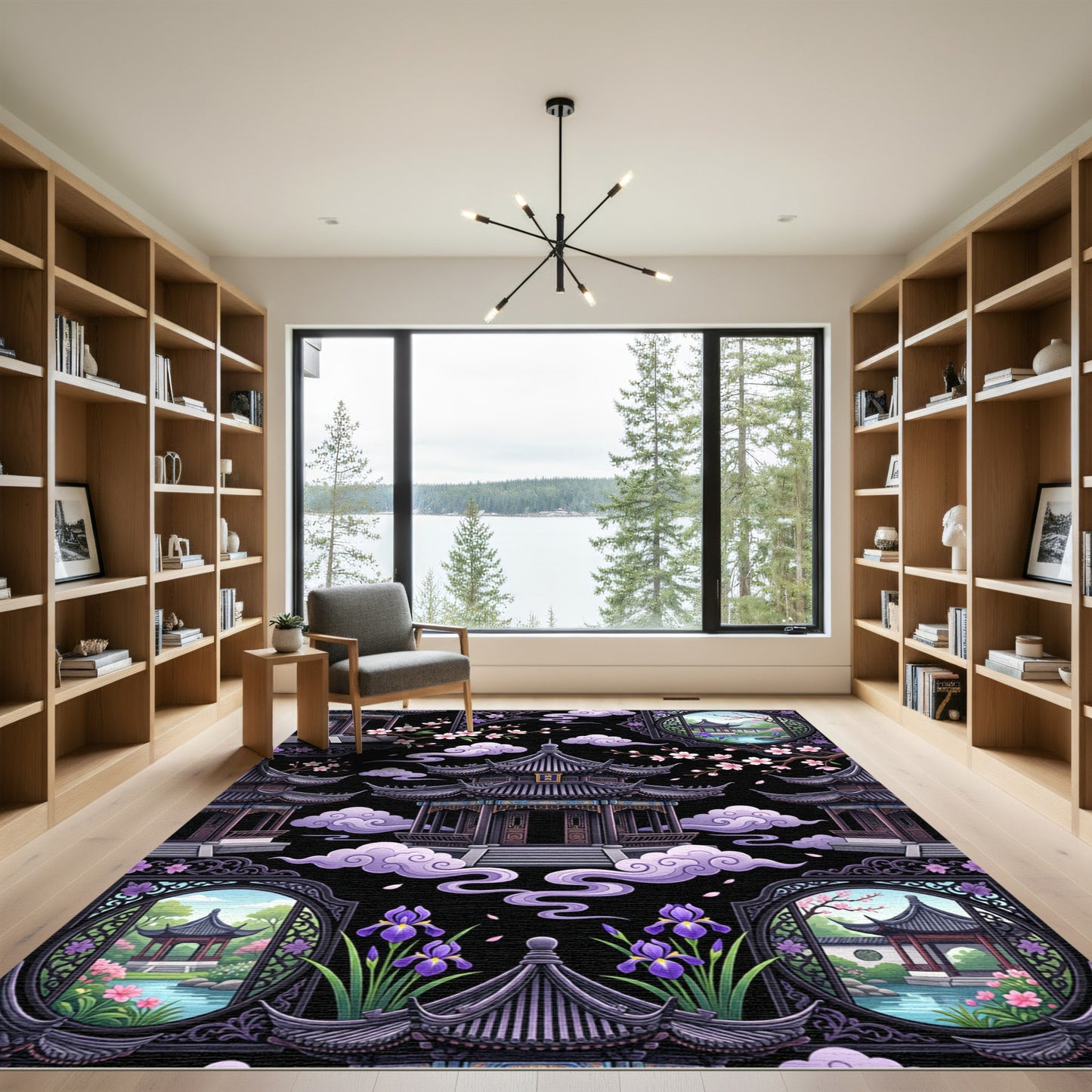 Orchid Pagoda Sakura Temple Zen Rug