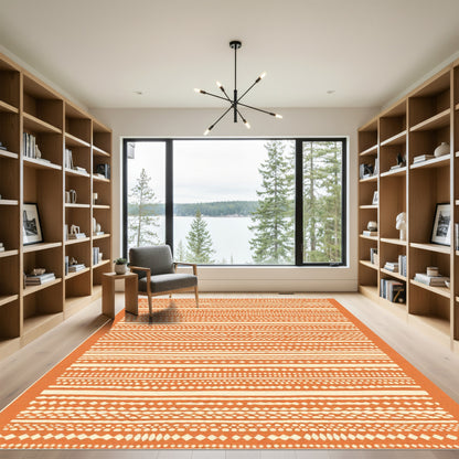 Orange Multi Stripe Geometric Accent Rug