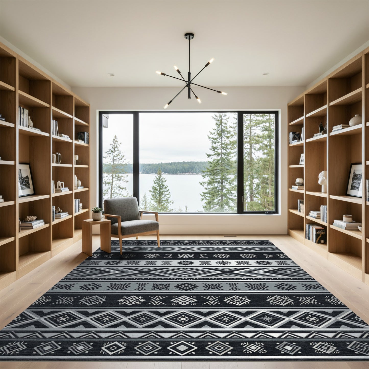 Tribal Diamond Geometric Stripes Rug