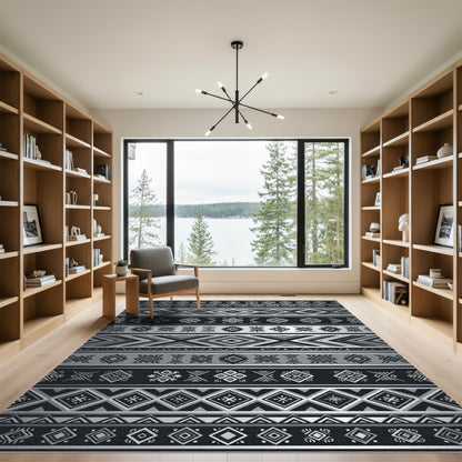 Tribal Diamond Geometric Stripes Rug