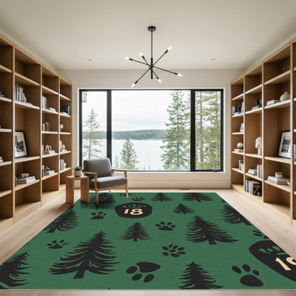 Forest Pines Paw Prints Medallion Rug