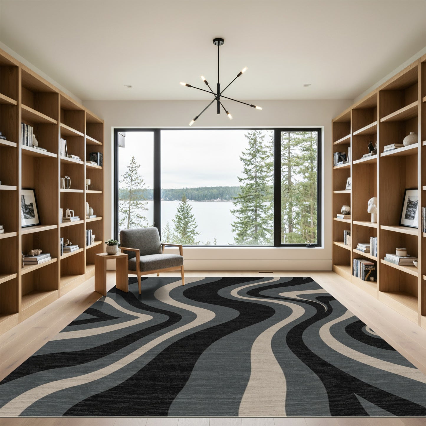Monochromatic Swirl Wave Rug