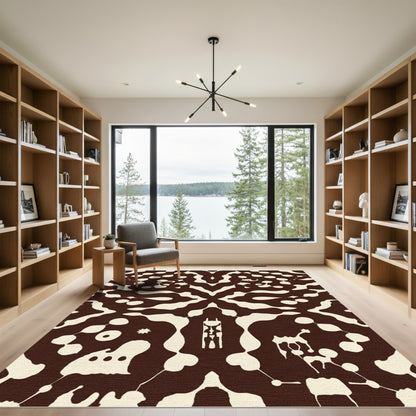 Creamy brown organic amoeba splice Rug