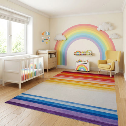 Vibrant Warm Cool Gradient Stripes Rug