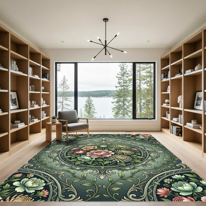 Vintage Floral Garden Medallion Rug