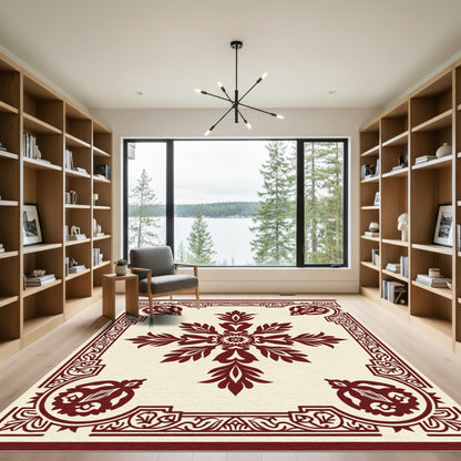 Crimson Laurel Bloom Border Rug