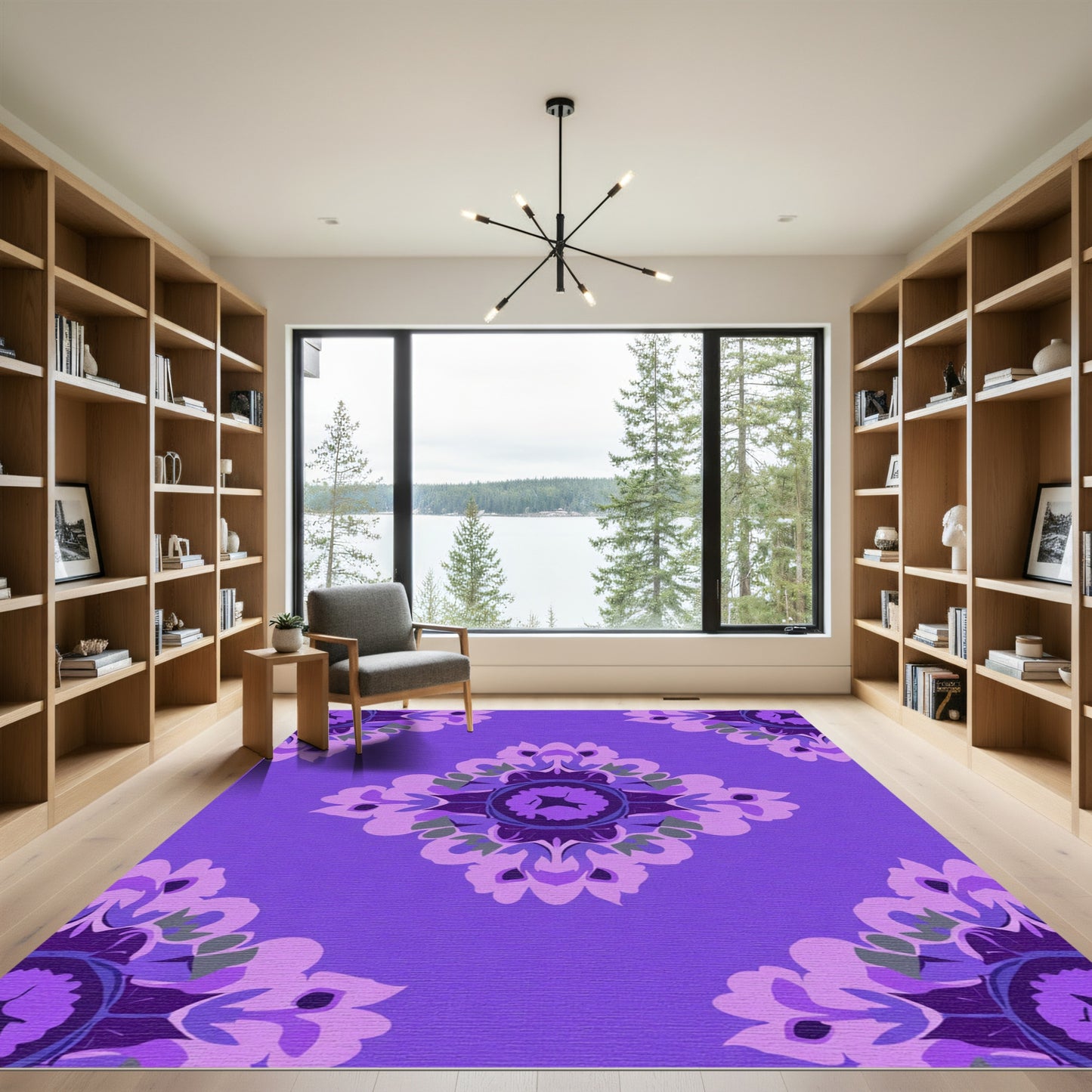 Purple Lilac Floral Medallion Rug