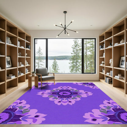 Purple Lilac Floral Medallion Rug