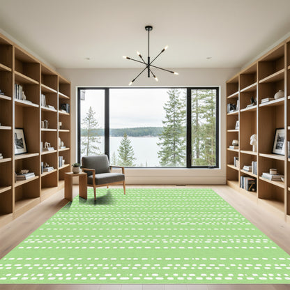 Light Green Horizontal Dotted Lines Rug
