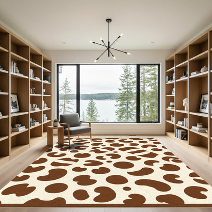 Abstract Beige Brown Spot Arrangement Rug