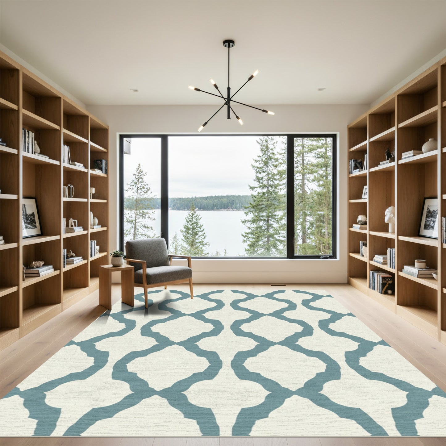 Classic Teal Quatrefoil Lattice Rug