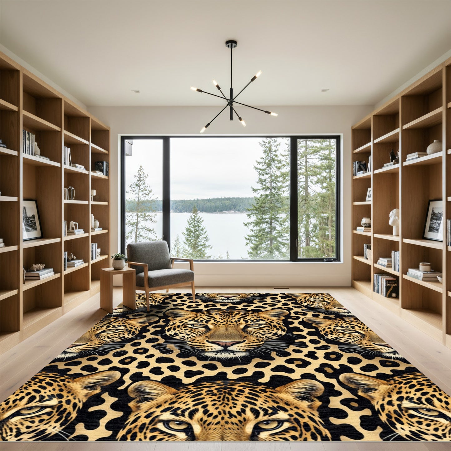 Majestic Leopard Black Gold Spots Rug