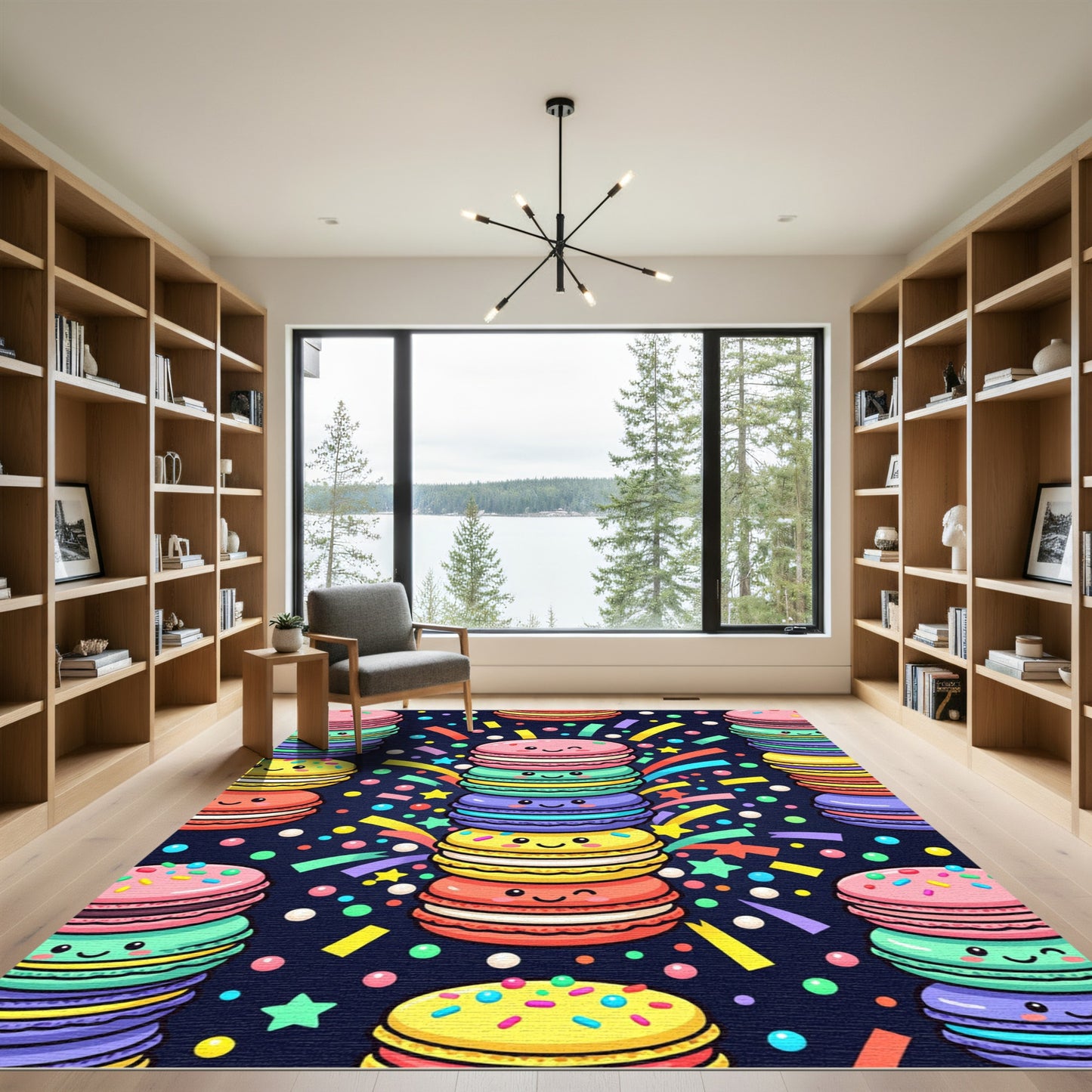 Cheerful Pastel Macaron Confetti Celebration Rug