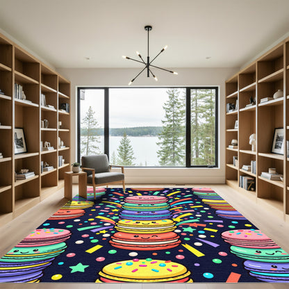 Cheerful Pastel Macaron Confetti Celebration Rug