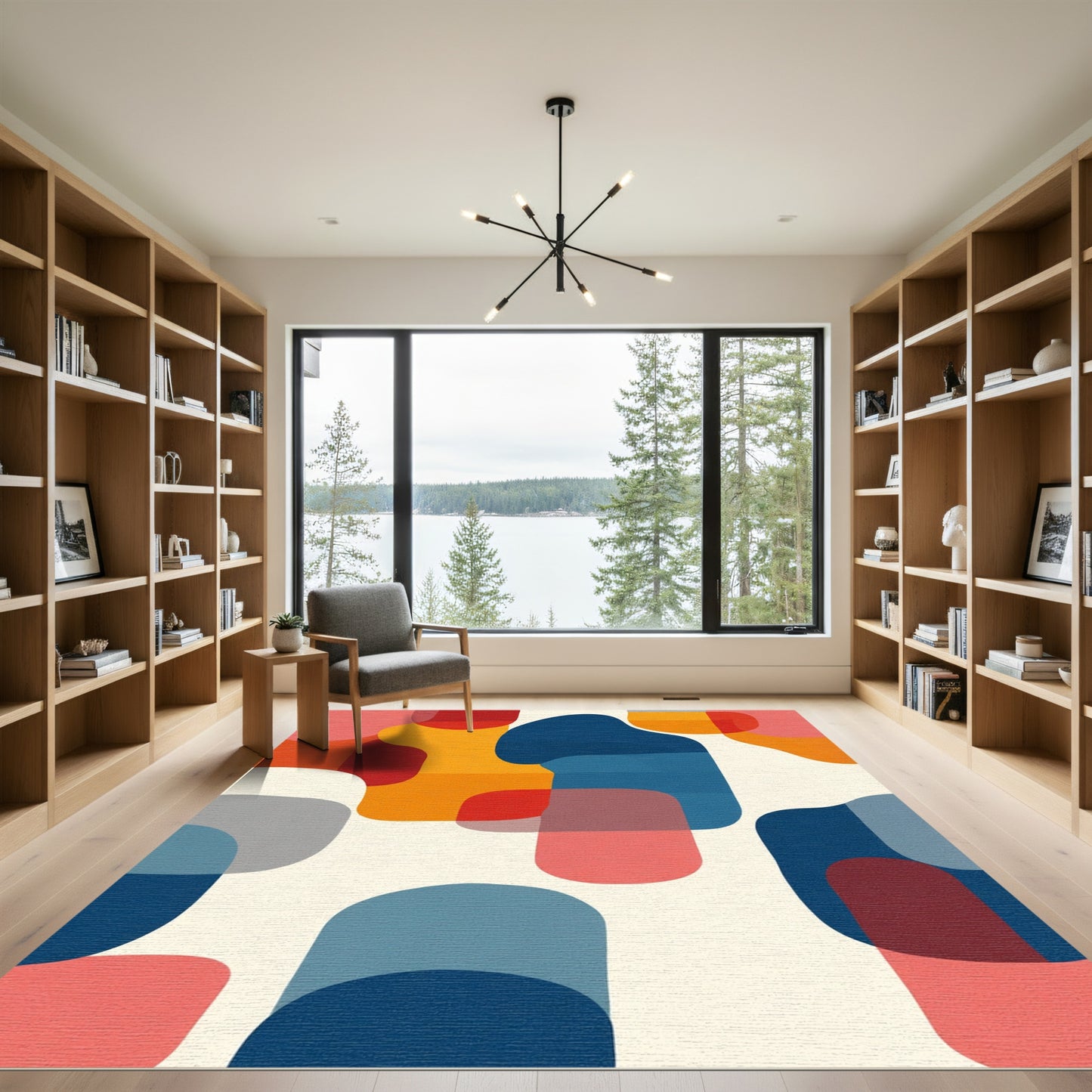 Abstract Retro Shapes Color Block Rug
