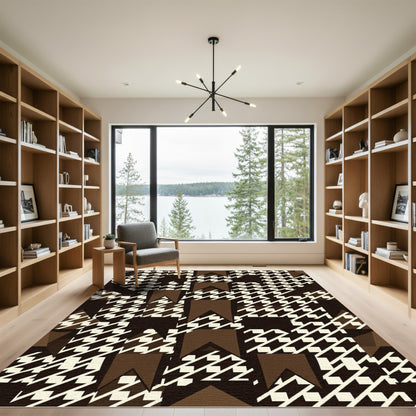 Brown and Cream Houndstooth Flags Rug