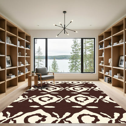 Classic Cream Brown Medallion Pattern Rug