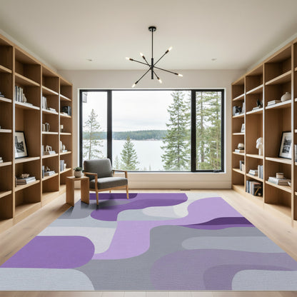 Purple and Gray Abstract Flow Rug