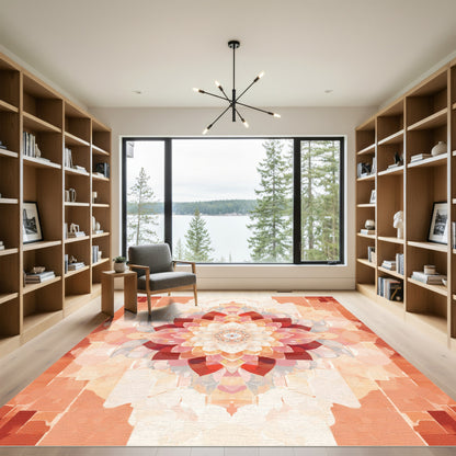 Terra Cotta Floral Mandala Rug