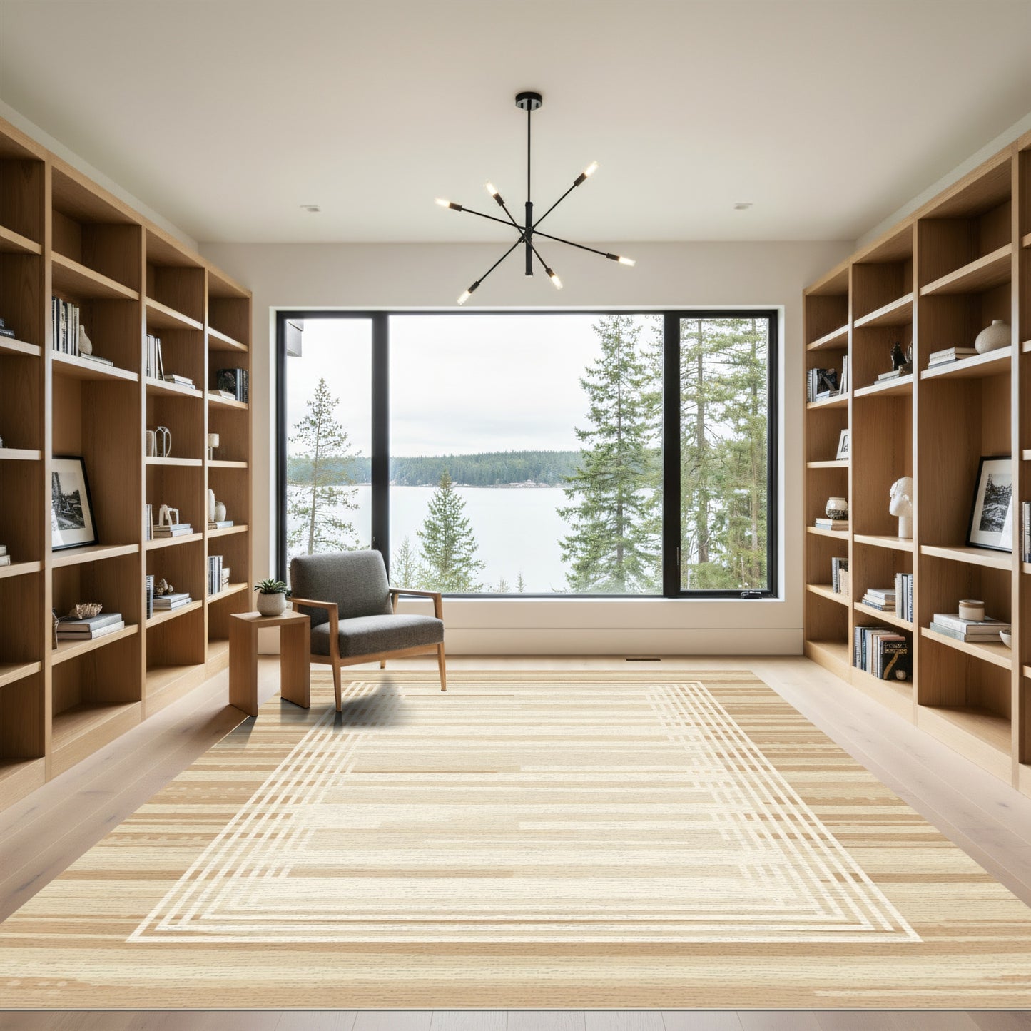 Earthy Horizontal Stripe Rectangular Accordion Rug