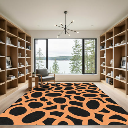 Orange Pebble Contemporary Interlocking Forms Rug