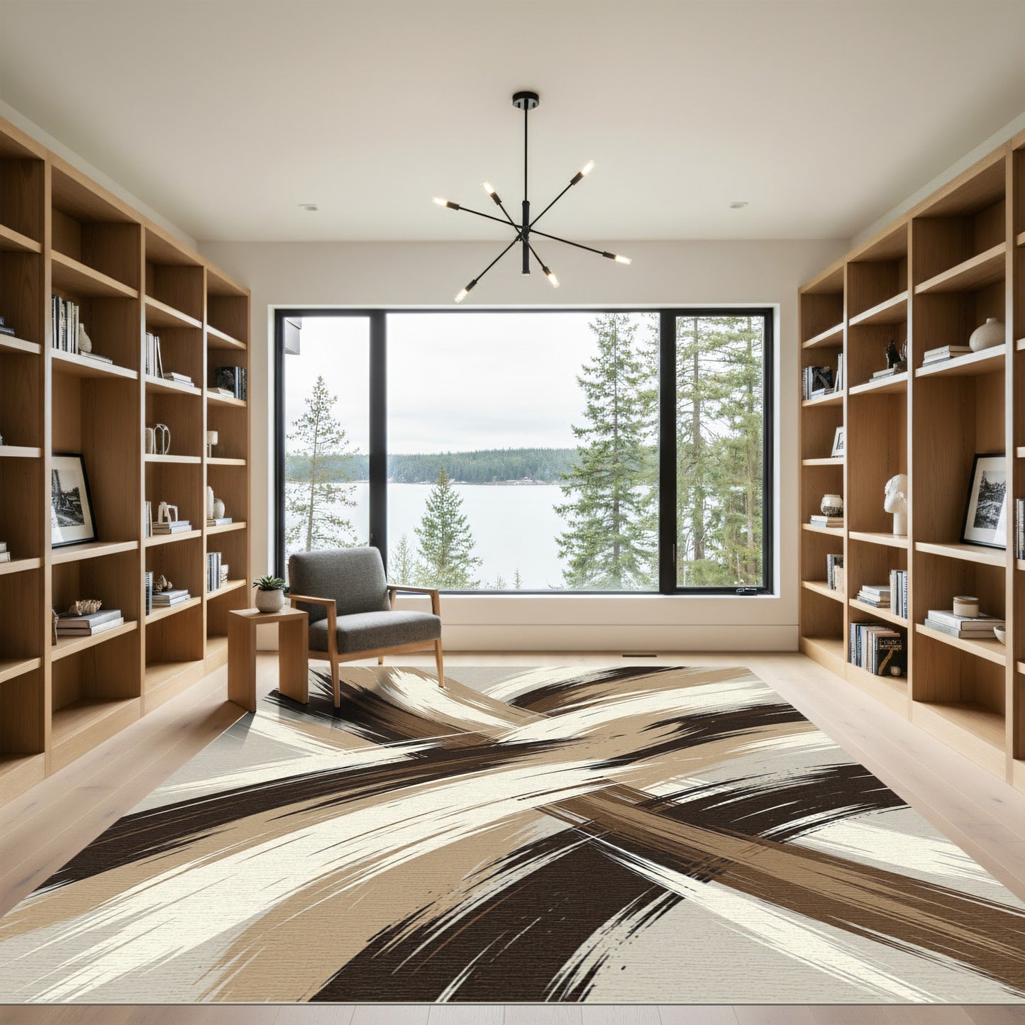 Earthy Swirl Brushstroke Abstract Rug