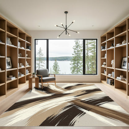 Earthy Swirl Brushstroke Abstract Rug