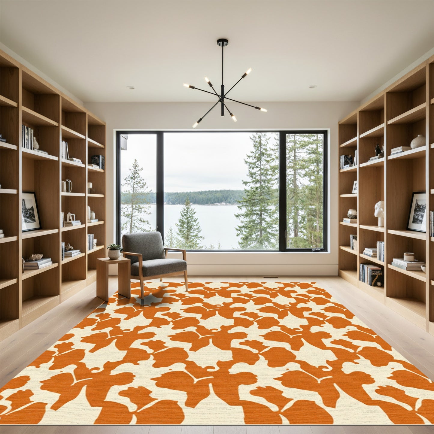 Orange Cream Floral Splash Rug