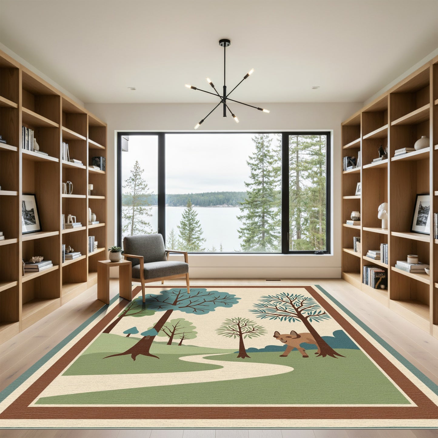 Woodland Path with Whimsical Fox Rug