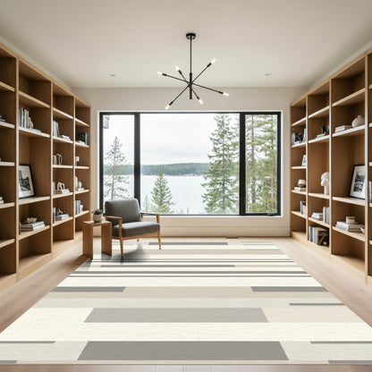 Neutral Earthy Tones Abstract Stripe Rug