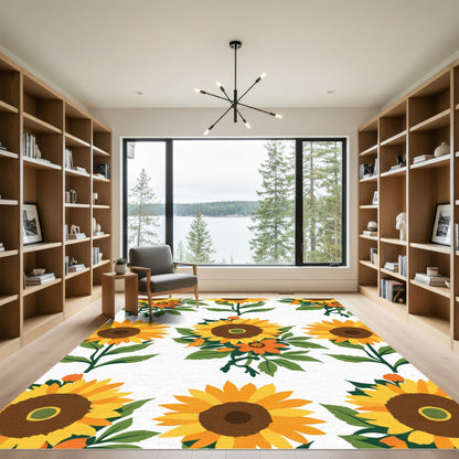 Golden Yellow Sunflower Bouquet Arrangement Rug