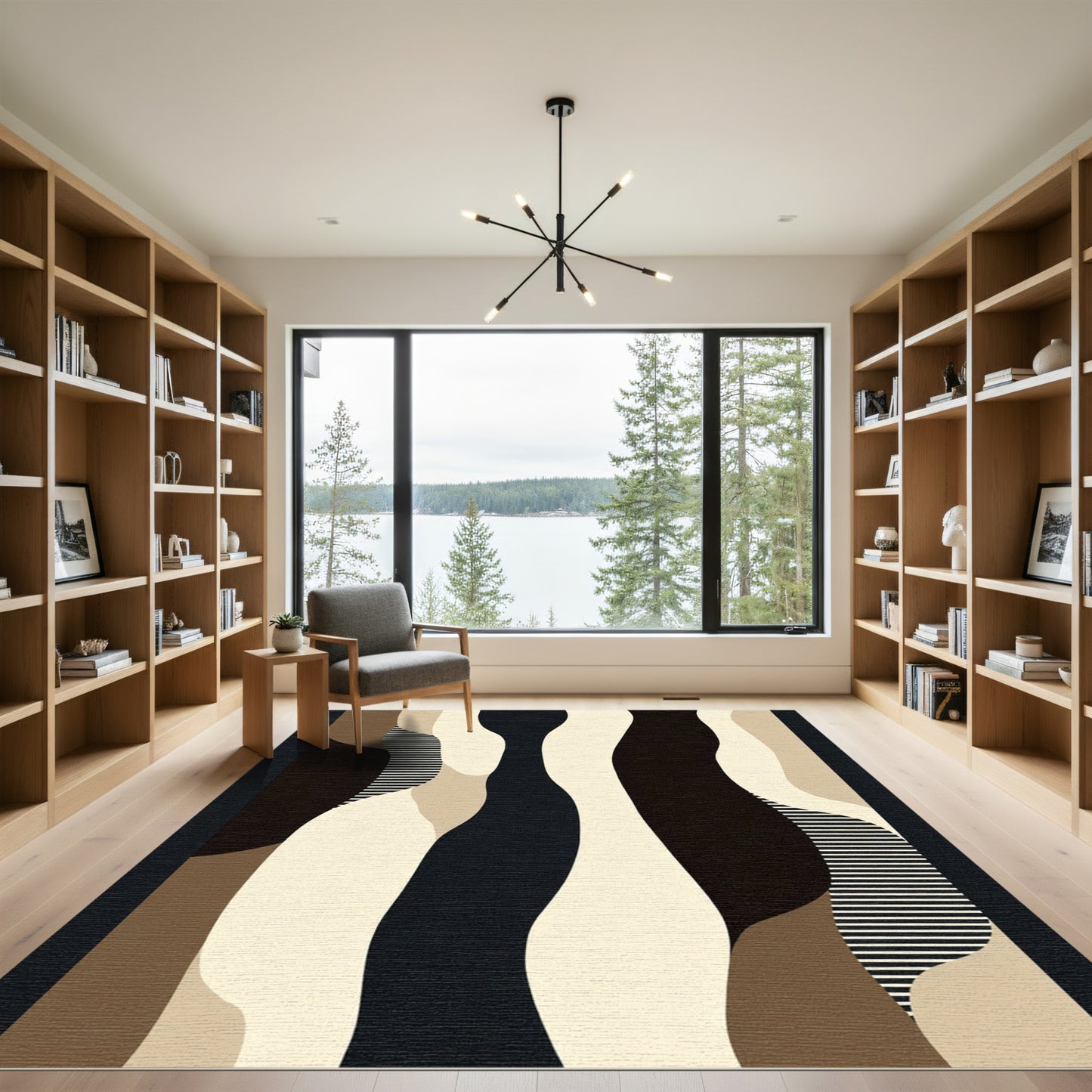 Abstract Organic Earthy Tone Waves Rug