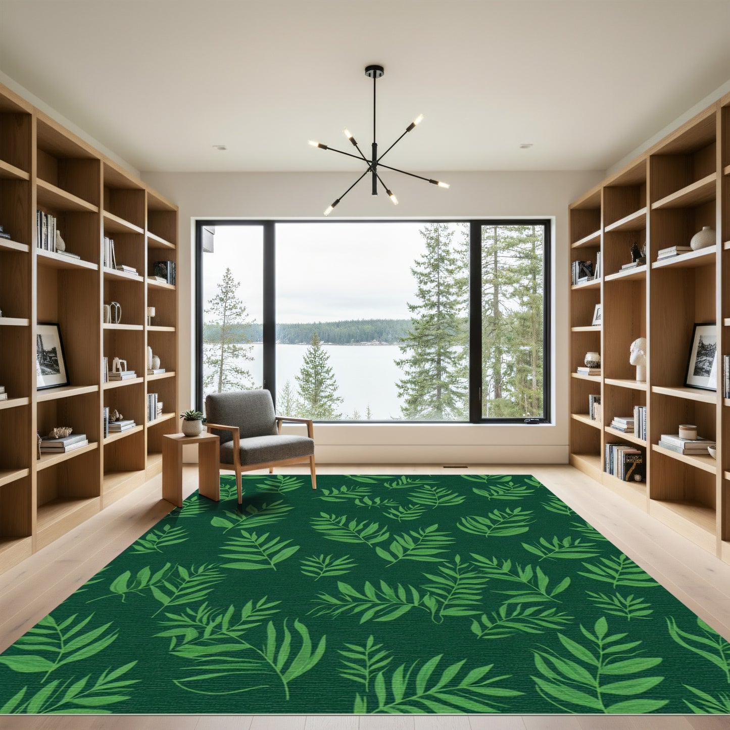Emerald Green Palm Frond Tapestry Rug