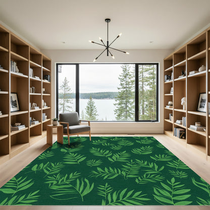Emerald Green Palm Frond Tapestry Rug