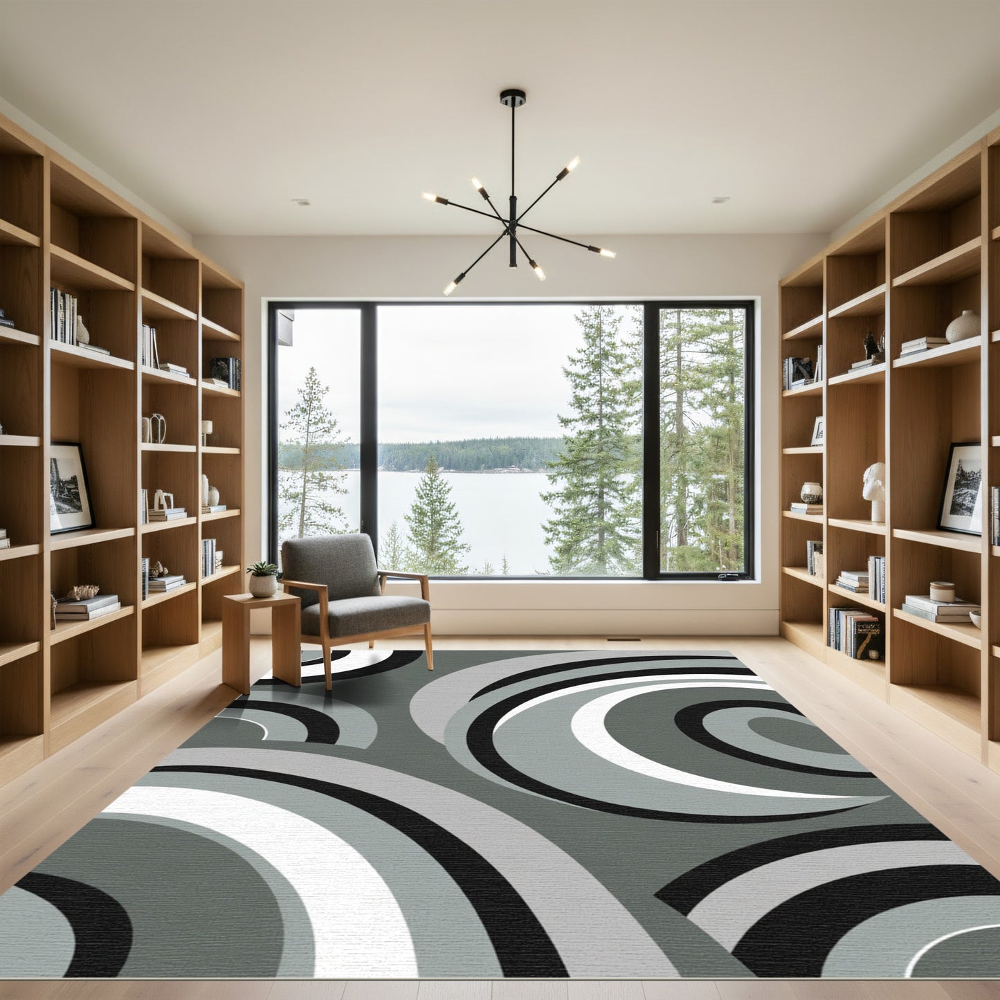 Mono Swirl Graphic Circles Rug