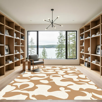 Cream and Tan Organic Flow Rug