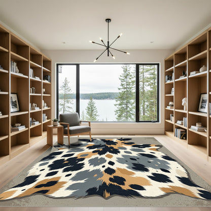 Calico Cow Hide Patchwork Rug