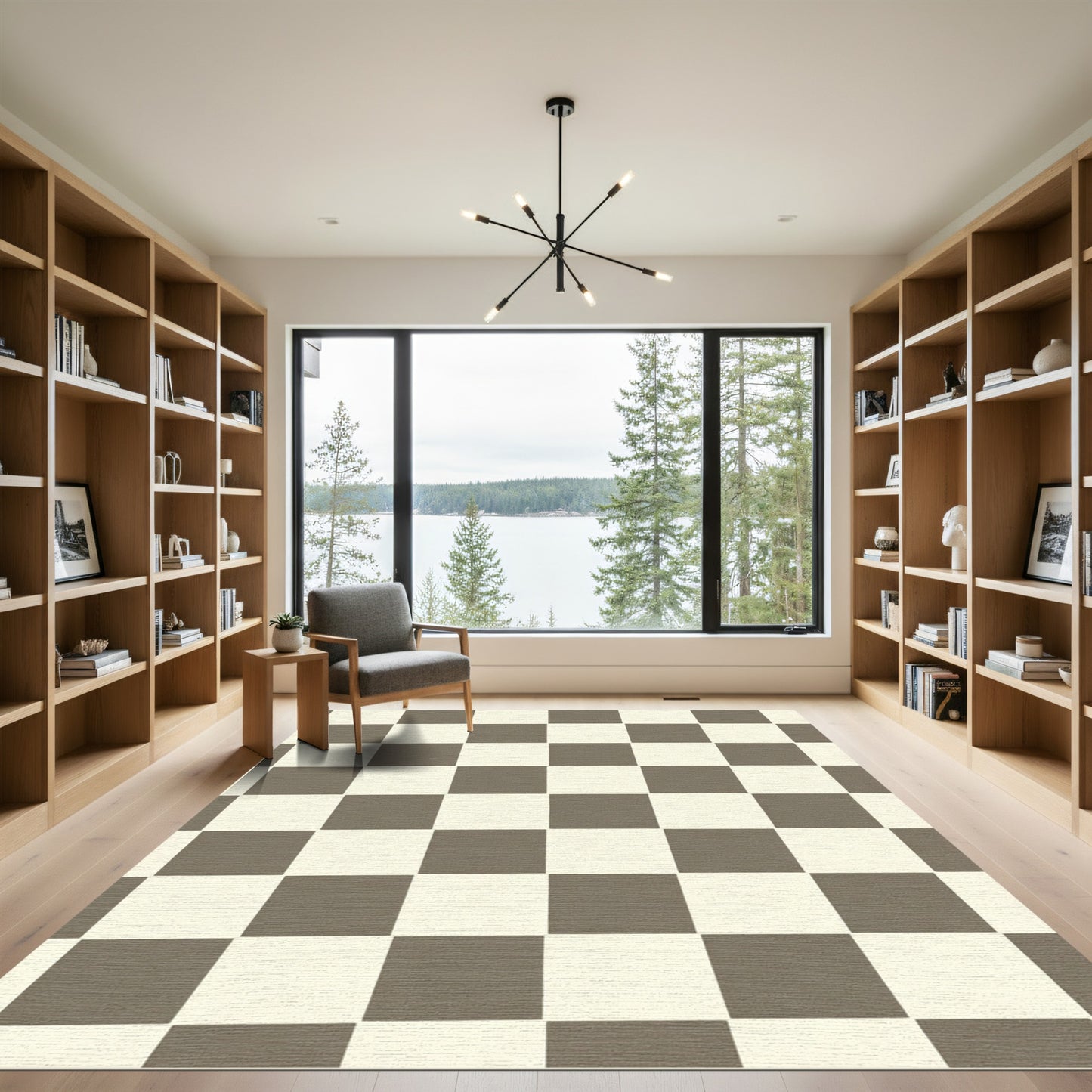 Classic Gray and White Checkerboard Rug