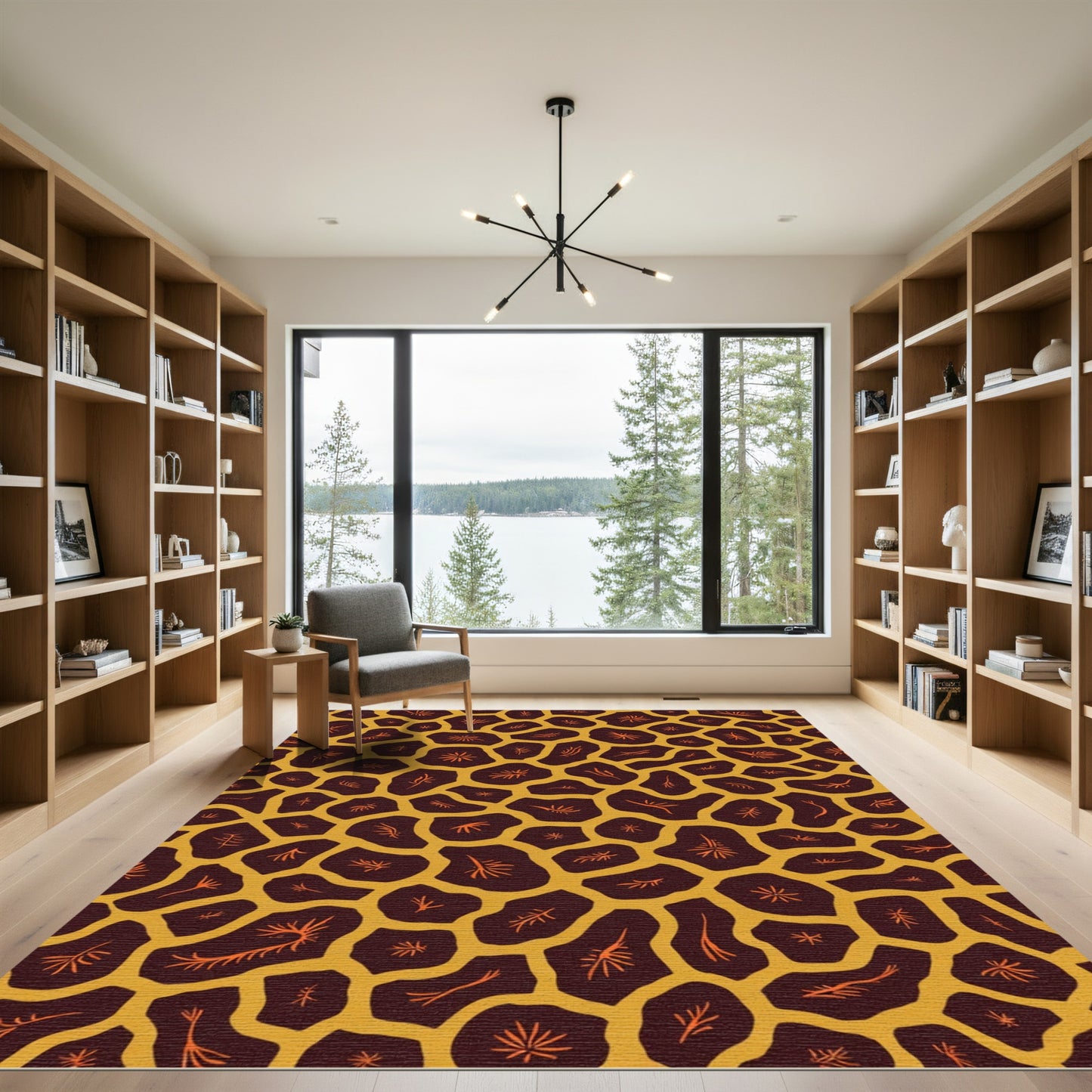 Ochre Giraffe Spots Organic Strokes Rug