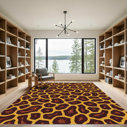 Ochre Giraffe Spots Organic Strokes Rug
