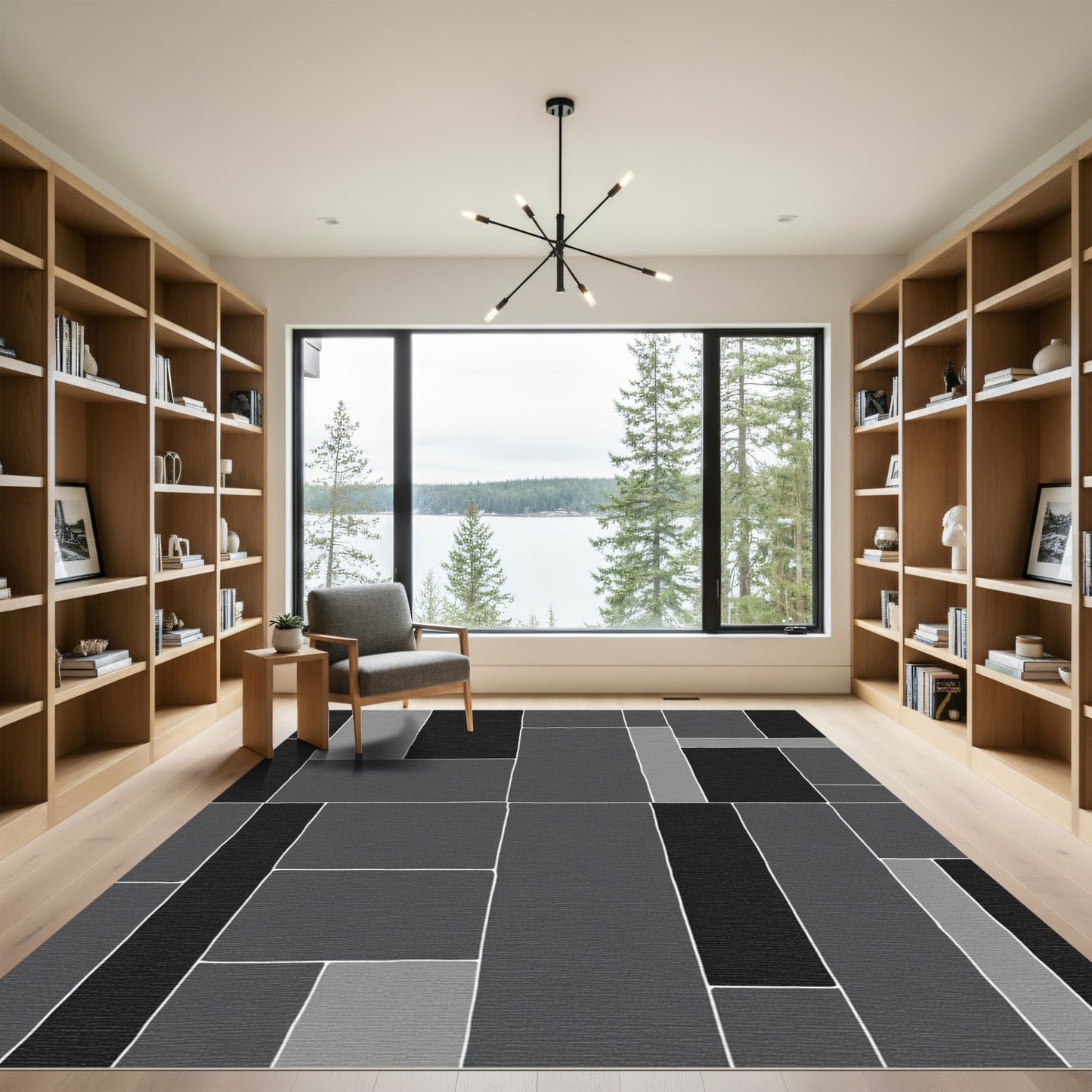 Monochromatic Geometric Slab Montage Rectangles Rug