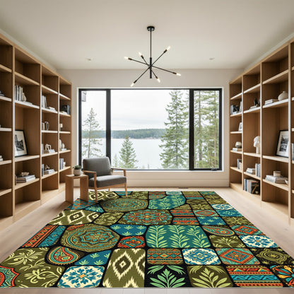 Vibrant Patchwork Mandala medallion Paisley Rug