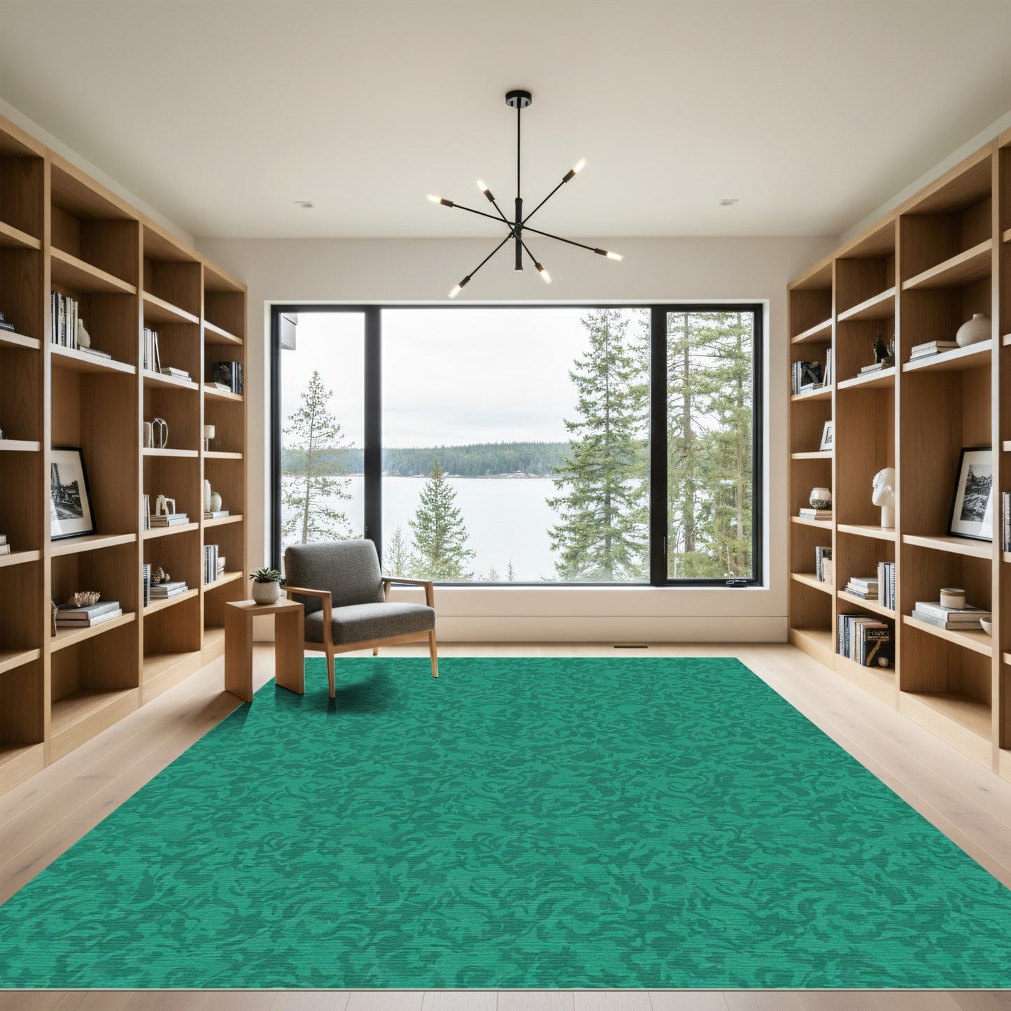 Deep Teal Abstract Swirl Rug