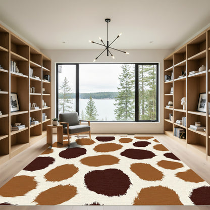 Giraffe Print Brown Cream Spots Rug