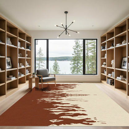 Brocade Stripe Crimson Cream Rug