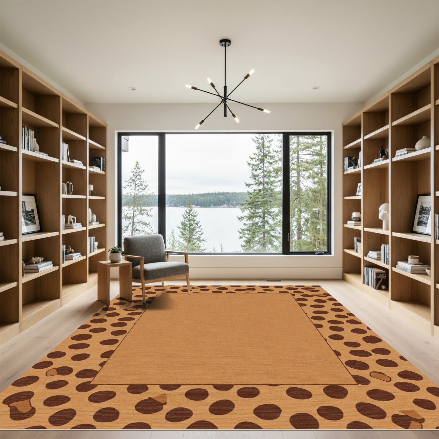 Brown Cheetah Spot Border Rug