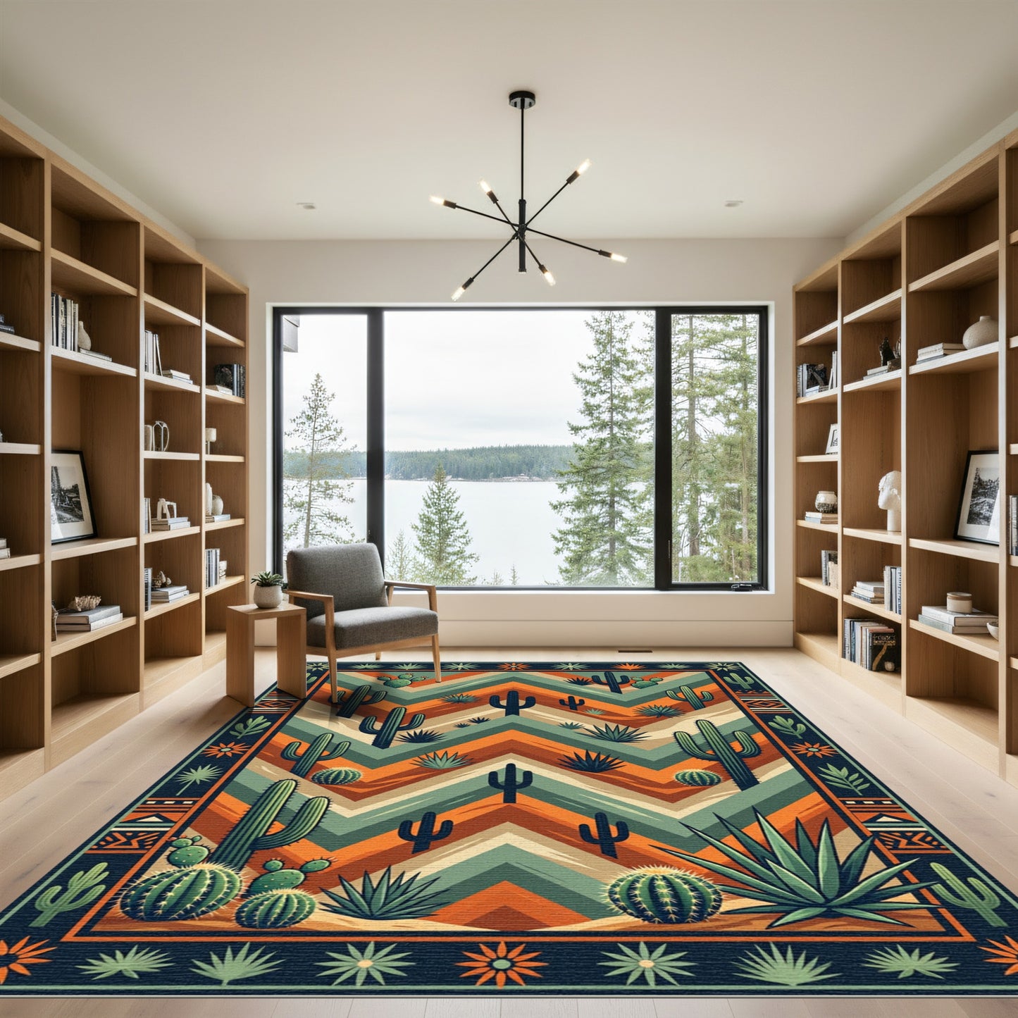 Southwest Cactus Chevron Earth Tone Rug