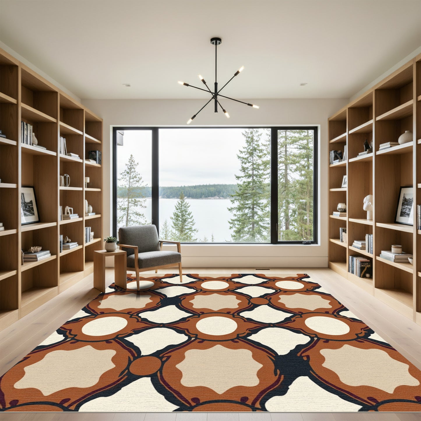 Terracotta Ochre Lattice Circles Rug